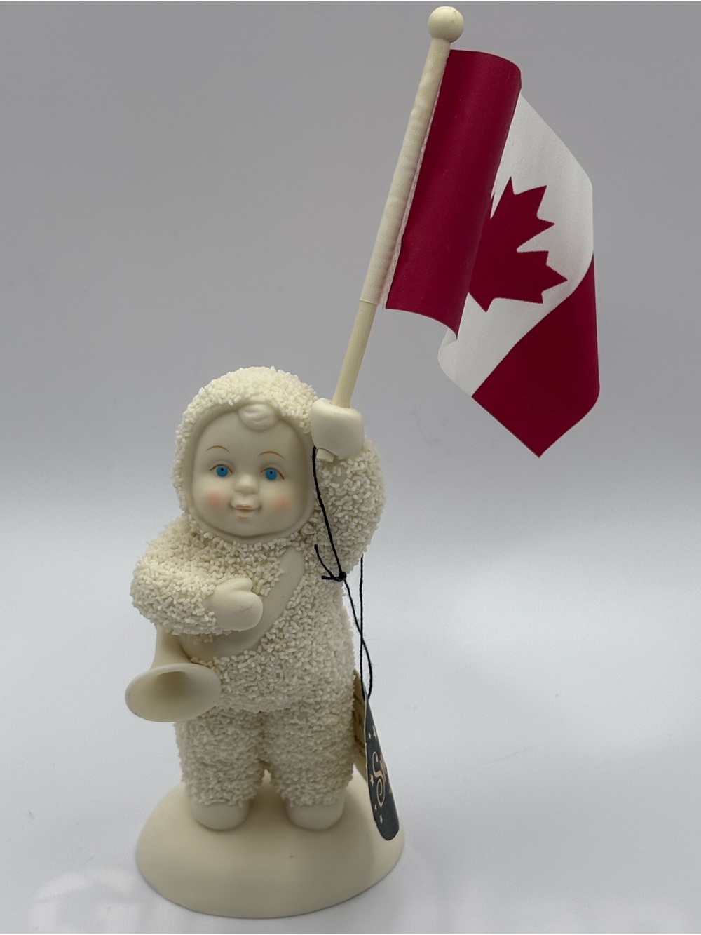 VTG Department 56 Snow Baby Figure Red White Canadian Flag Oh Canada Retired NEW